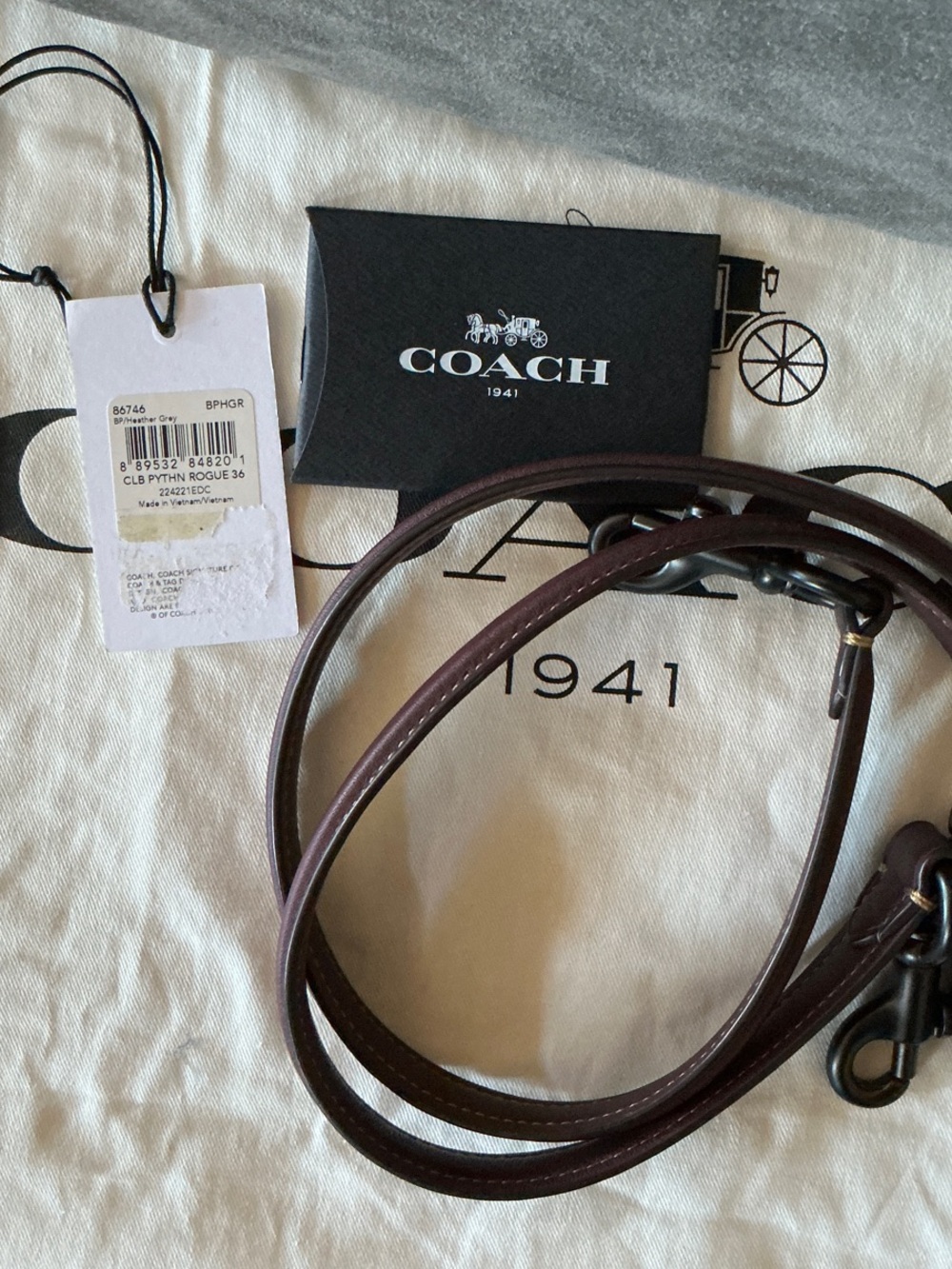 Coach Gray Suede MTO Rogue 36 With Genuine Python Handles and hang tag 1941 - Picture 5 of 11